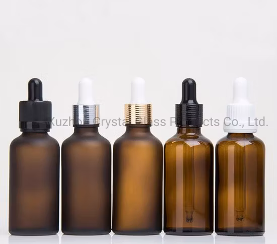 Flacone contagocce in vetro Boston verde ambra trasparente con tappo a prova di bambino per oli essenziali e flacone per imballaggio cosmetico